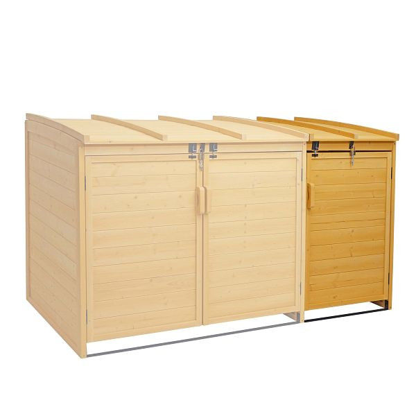 Mendler XL 1er-/2er-Mülltonnenverkleidung Erweiterung HWC-H75b, Mülltonnenbox, 121x66x92cm Holz, braun, 81689