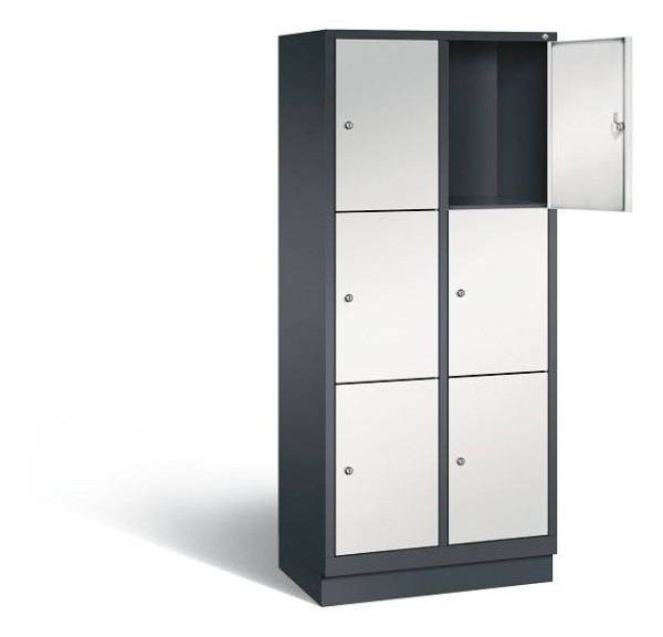 C+P Schließfachschrank Evolo, H1800xB810xT500mm, Farbe: Schwarzgrau / Lichtgrau, 48020-223 S10014