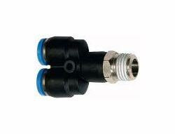 Riegler Y-Steckverschraubung, drehbar, Außengewinde konisch mit Gewindebeschichtung, 109605