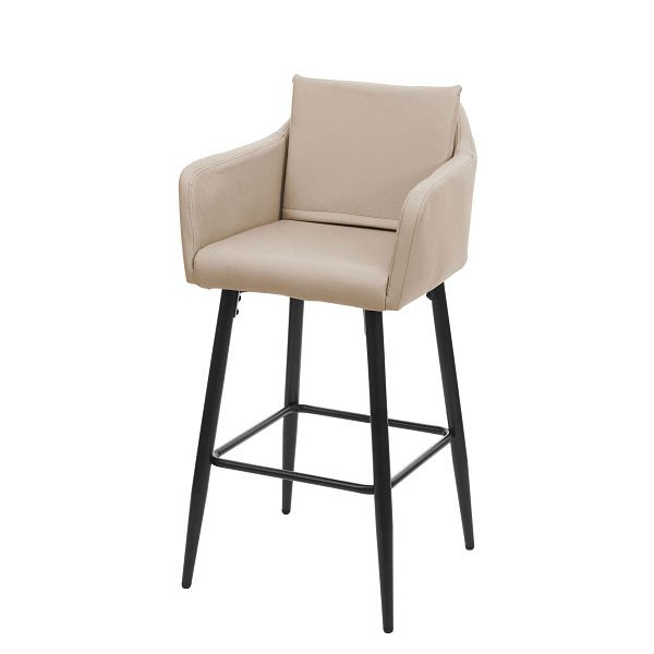 Mendler Barhocker HWC-H93, Barstuhl Tresenhocker, Fußablage Metall, Kunstleder taupe-beige, 74750