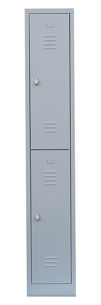Lüllmann Stahl-Kleiderschrank / Garderobenschrank, 1800 x 315 x 500 mm, Lichtgrau/Lichtgrau, 520210