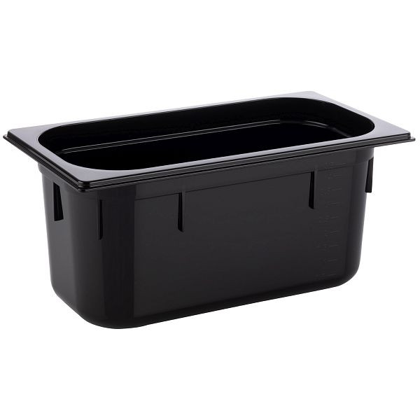 APS GN 1/3 Behälter, 32,5 x 17,6 cm, Tiefe: 150 mm, Polycarbonat, schwarz, 5,3 Liter, 82070