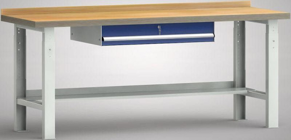 KLW Standard-Werkbank - 2000 x 700 mm L x T, Höhenverstellung: 740 - 1040 mm, eine Einzelschublade 150 mm Fh-EA, variabel, WS513V-2000M40-E7020