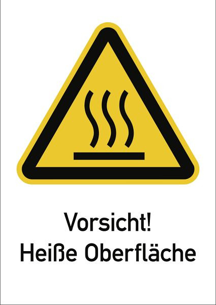 Moedel Vorsicht! Heiße Oberfläche ISO 7010, Kombischild, Polyesterfolie, 131x185 mm, 99015