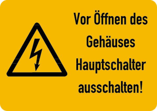 Schilder Klar Maschinenkennzeichnung Hauptschalter ausschalten, 52x37 mm, Rolle a 500 Stück, Folie selbstklebend, 7511/91