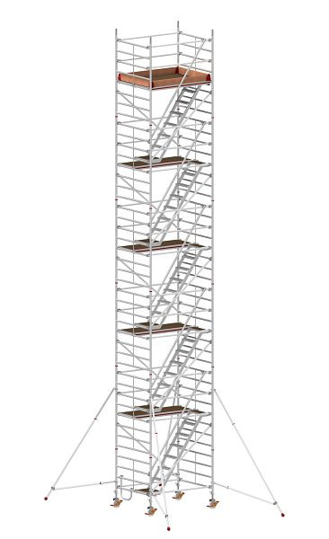 HYMER Treppen-Fahrgerüst mit Ausleger, Bühnenlänge 1,90 m, Rahmenteilbreite 1,50 m, Reichhöhe 12,40 m, 857612