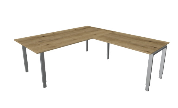 Kerkmann Schreibtisch extragroß / Besprechungstisch B 2000 x T 1000 x H 680-820 mm mit Anbautisch, Form 5, Asteiche, 11417055