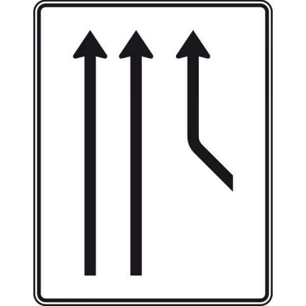Stein HGS Zusammenführungstafel an durchgehender Strecke, zweistreifig plus 1 Fahrstreifen von rechts, Nr. 550-21, RA1/Flachform 2mm, ohne Entfernungsangabe, 1600x1250mm, 550-21-111