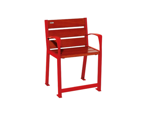 Procity Stuhl Silaos Für Senioren 6 Holzlatten, Mit Armlehne, Holz & Stahl, Mahagoni/RAL 3020, 209620.3020.ACAJ