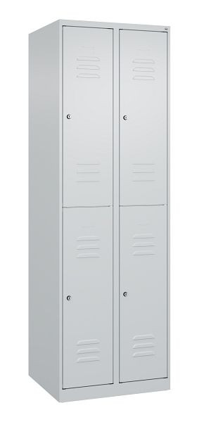C+P Doppelstöckiger Spind Classic PLUS, 2 Abteile, 1850x600x500mm, 7035/7035, Zylinderschlösser, 080300-20 S10041