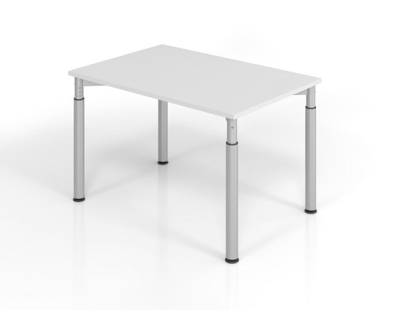 Hammerbacher Schreibtisch YS12, 120 x 80 cm, Platte: Grau, 25 mm dick, ABS-Dickkante, Rechteckform, Silber, VYS12/5/S