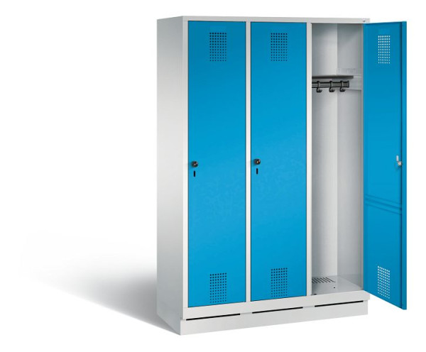 C+P Garderobenschrank Evolo, H1800xB1200xT500mm, Farbe: Lichtgrau / Lichtblau, 48020-32 S10049