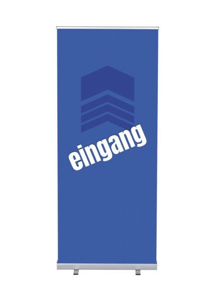 Showdown Displays Roll-Banner Budget 85 Komplettset Eingang Blau Deutsch, RBB085LSFI367