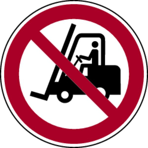 Schilder Klar Verbotszeichen Für Flurförderzeuge verboten DIN EN ISO 7010-P006, 100 mm Folie selbstklebend, 1346/61
