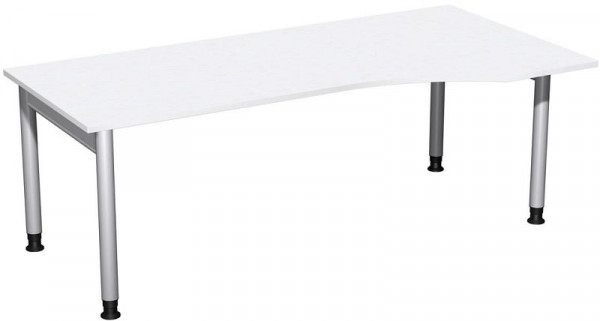 geramöbel PC-Schreibtisch rechts höhenverstellbar, 2000x1000x680-820, Weiß/Silber, N-657313-WS