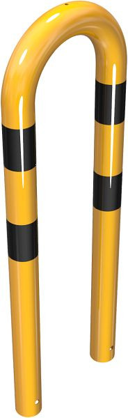 Schake Rammschutzbügel Stahlrohr Ø 76 mm gelb / schwarz, Gesamtbreite: 400 mm, Höhe Überflur: 650 mm, zum Einbetonieren, 477_04BG