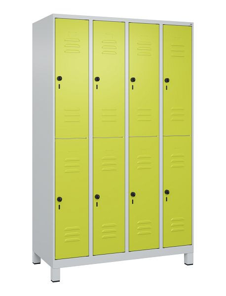 C+P Doppelstöckiger Spind Classic PLUS, Füße, 4 Abteile, 1950x1200x500mm, 7035/0024, 080310-40 S10010