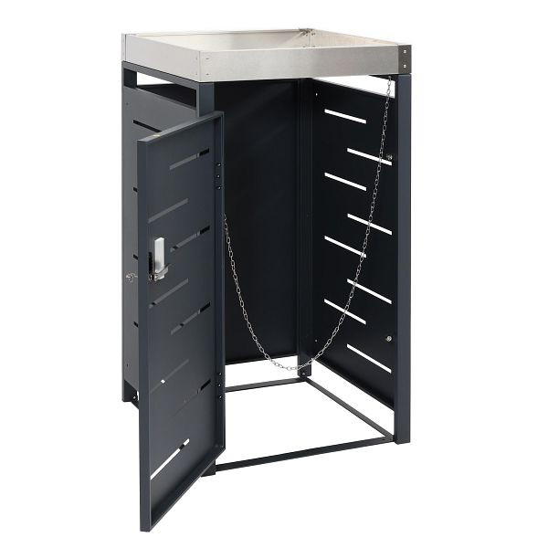 Mendler 1er-Mülltonnenverkleidung HWC-H40b, Mülltonnenbox, Pflanzkasten Edelstahl-Metall-Kombi 24kg 101x51x59 erweiterbar, 99042