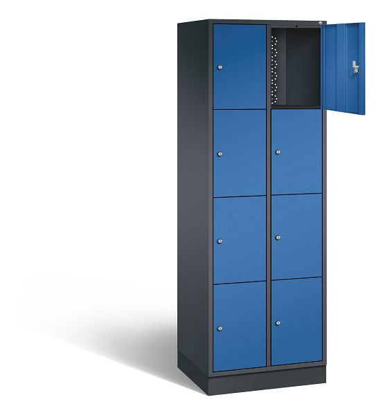 C+P Schließfachschrank Intro, H1950xB620xT490mm, Farbe: Schwarzgrau / Enzianblau, 8470-201 S10169