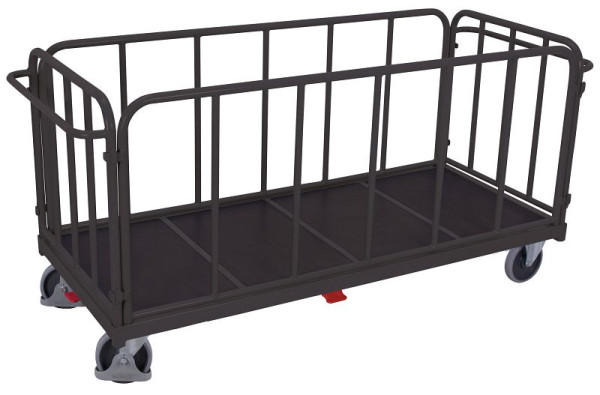 VARIOfit Vierwandwagen mit senkrechten Streben, Ladefläche: 1.305 x 810 mm, RAL 7016 anthrazitgrau, Radsatz: Bereifung aus Gummi, sw-1314/AG