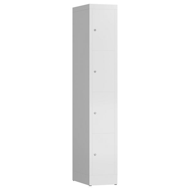 Lüllmann ClassiX Schließfachschrank, 1 Abteil, 4 Fächer, 1800 x 310 x 500 mm, signalweiß, X-520417