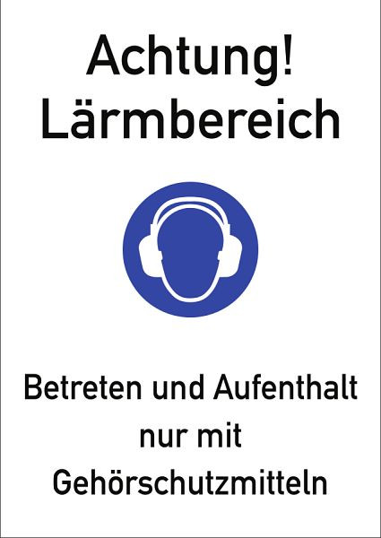 Moedel Achtung Lärmbereich ISO 7010, Kombischild, Folie, 131x185 mm, 98879