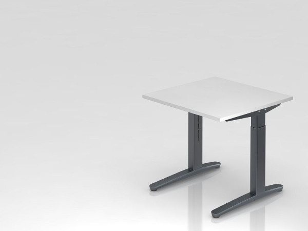 Hammerbacher Schreibtisch C-Fuß 80x80cm Weiß/Graphit, Rechteckform, VXB08/W/GG