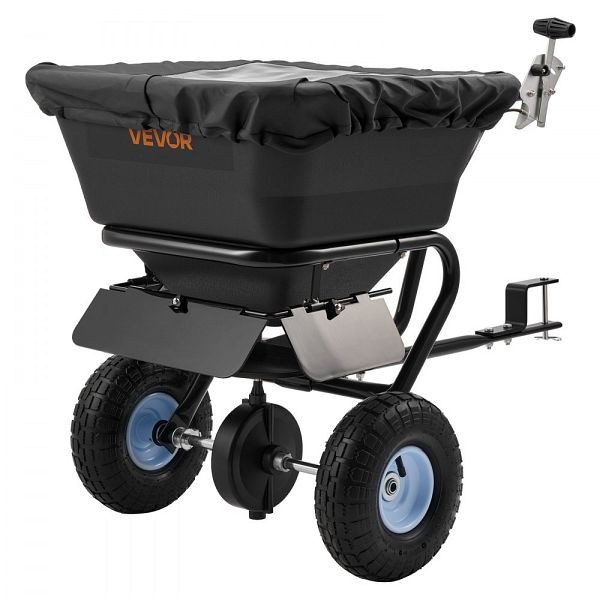 VEVOR Streuwagen 38,6 kg, Anhängestreuer 3 m Streubreite, 25,4 cm Reifen, einstellbar, für Saatgut, Dünger & Streusalz, QYSSBJ85LBS1Z4DTF001V0
