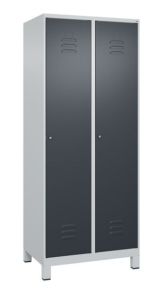 C+P Mehrzweckschrank Classic PLUS, Wäsche-Spind, Füße, 2 Abteile, 1950x800x500mm, 7035/7016, Zylinderschlösser, 080010-22B S10023