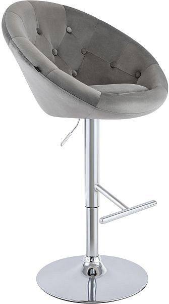 CLP Barhocker London Samt chrom, grau, 327553, 4255716379643