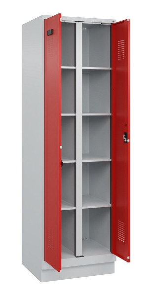 C+P Wäsche-Spind Evolo PLUS, mit Sockel, 2 Abteile, 1950x600x500mm, 7035/3020, Verschluss Zylinderschloss, 049022-20B S10032