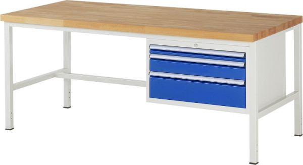 RAU Werkbank Serie 8000 - Modell 8226, B2000 x T900 x H840-1040 mm, Systemunterbau B1995 x T850 x H800-1000 mm, 03-8226A1-209B4H.11