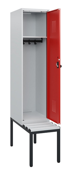 C+P Spind Evolo PLUS, 1 Abteil, 1950x400x815mm, 7035/3020, Drehriegel, Sitzfläche Kunststoff, Sitzbank, 0490505-12 S10059