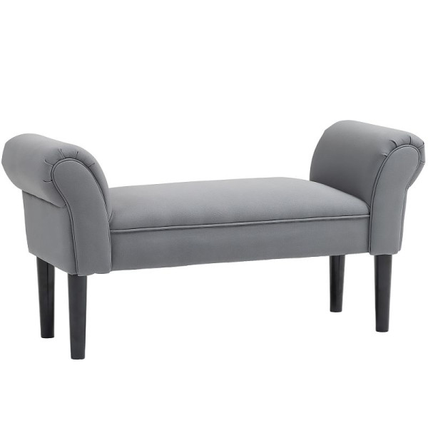 HOMCOM Gepolsterte Sitzbank für Schlafzimmer und Flur, bis 130 kg belastbar, 102 x 36 x 51 cm, Dunkelgrau, 831-135V00CG