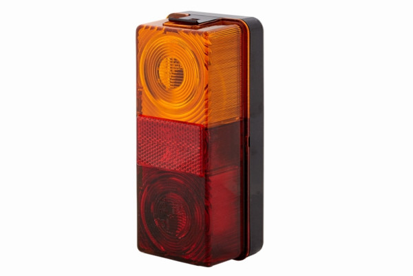 HELLA Heckleuchte, Glühlampe, 12/24V, Anbau/geschraubt, Lichtscheibenfarbe: rot/gelb, Stecker: Flachstecker, links/rechts, Höhe 64 mm, 2VA 998 531-031