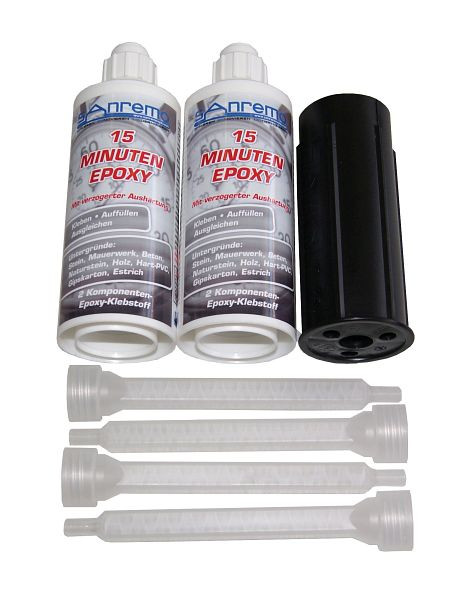 Sanremo 15 Minuten Epoxy 280ml + 4 Mischdüsen + Auspressstössel, MIN280