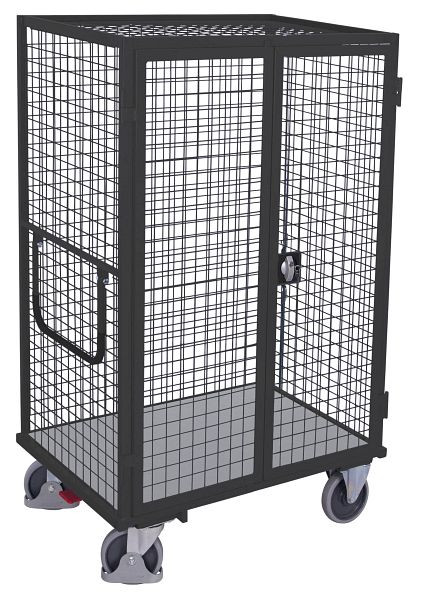 VARIOfit Etagenwagen fest verschweißt, 1.115x730x1.810mm, RAL 7016 anthrazitgrau, Ladefläche: 1.045x685mm, mit Türen aus Drahtgitter, sw-700.946/AG