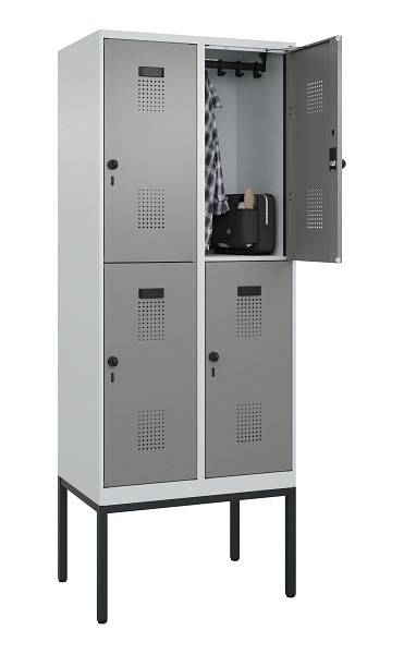 C+P Doppelstock-Spind Evolo PLUS, Gestell, 4 Fächer, 2120x800x500mm, 7035/0004, Drehriegel, 0493307-22 S10014