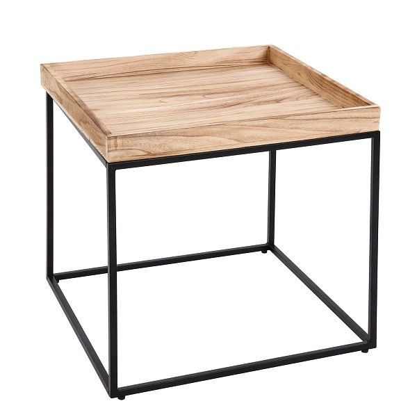 Mendler Beistelltisch HWC-K71, Kaffeetisch Couchtisch Tisch, Paulownia-Holz Metall 60x60x60cm, naturfarben, 96857