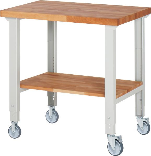 RAU Fahrbare Werkbank (höhenverstellbar) 7000-7, 1000x700x950-1000mm, je 2 Bockrollen und Lenkrollen, 05-7000-7-107B4H22.12