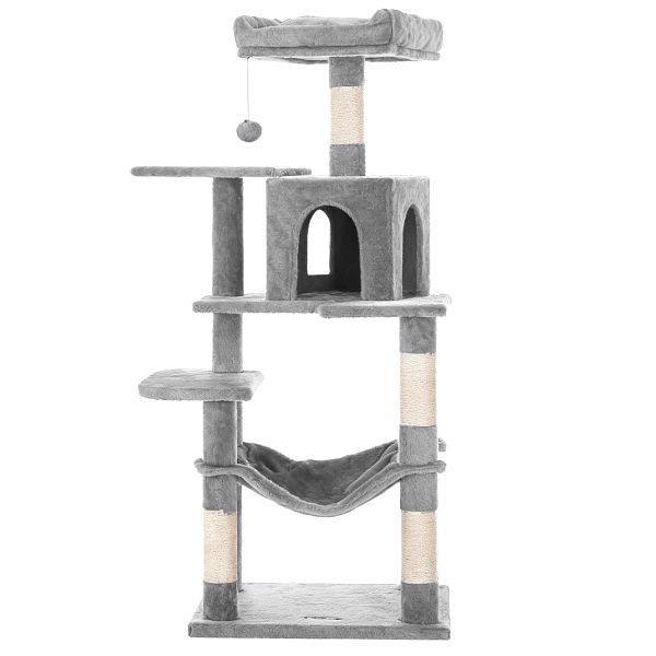 Feandrea Kratzbaum, Katzenwohnung mit Hängematte, 143 cm, hellgraue, PCT161W01