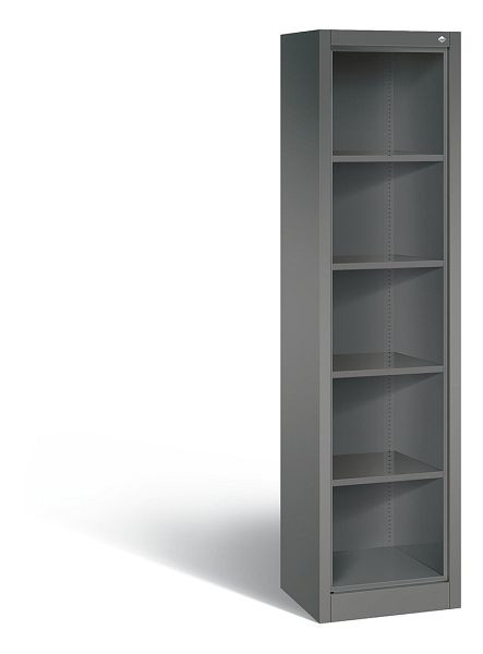 C+P Stahlregal mit Rückwand Acurado, H1950xB502xT400mm, Farbe: Vulkangrau, 5 OH, 9134-000 S10003