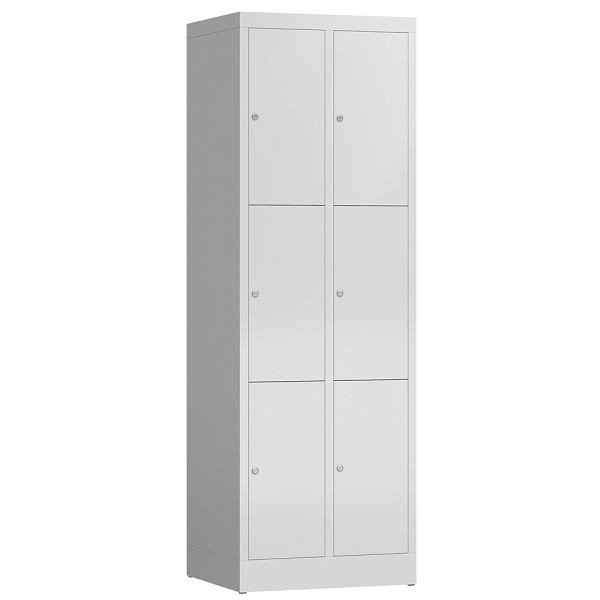 Lüllmann ClassiX Schließfachschrank, 2 Abteile à 3 Fächer, 1800 x 590 x 500 mm, lichtgrau, X-520320