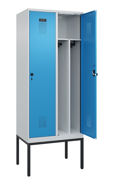 C+P Spind Evolo PLUS, Gestell, 2 Abteile, 2120x800x500mm, 7035/5012, Verschluss Drehriegel, 0490307-22F S10007