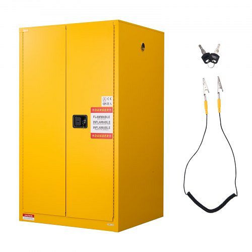 VEVOR Feuerlöschschrank 246 L, verstellbares Regal, kaltgewalzter & verzinkter Stahl, Gelb, Gefahrstoffschrank, YRFBJ16586865OCPN001V0