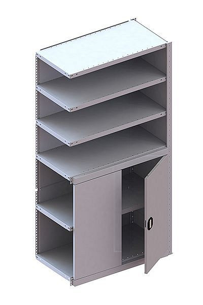 Meta CLIP 100 AR Modul 2000x1000x500 mm, RAL 7035, Bodenanzahl: 6, inkl. Vollwandseitenrahmen, Rückwand und 1/2 Tür (1000mm) unten, 20067908