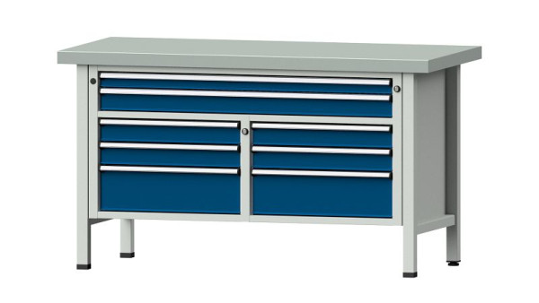 ANKE Werkbänke Kastenwerkbank, Modell 259 V, 1500 x 700 x 850 mm, RAL 7035/5010, ZBP 50 mm, 304.158