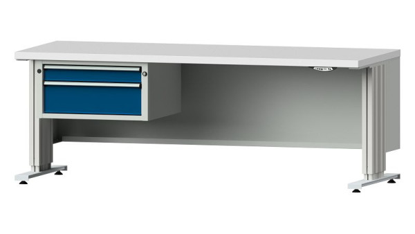 ANKE Werkbänke Arbeitstisch LIFT mit Unterbau, Modell 521 VL, 2000 x 800 x 740-1140 mm, RAL 7035/5010, KSP 40 mm, 405.311