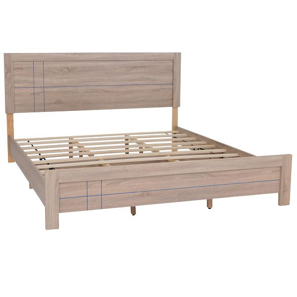 Mendler King Size Bett HWC-P44, Doppelbett Bettgestell mit Lattenrost, 180x200cm, Sonoma-Eiche-Optik, 139852+139851+139853