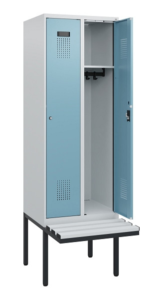 C+P Spind Evolo PLUS, 2 Abteile, 1950x600x815mm, 7035/0010, Zylinderschloss, Material Sitzfläche Kunststoff, 0490405-20 S10090